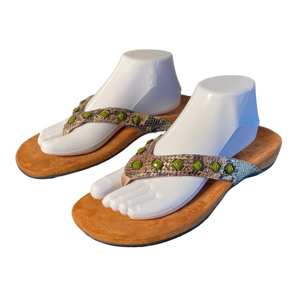 Vionic Beaded Snake Skin Bohemian Sandals 10 - Picture 4 of 14